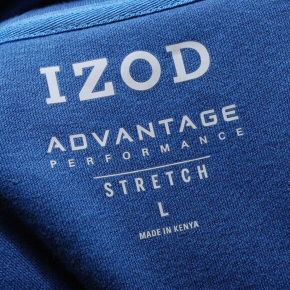 IZOD Blue Marled Polyester Cotton Performance Sports Stretch Sweater Size L - Picture 3 of 3